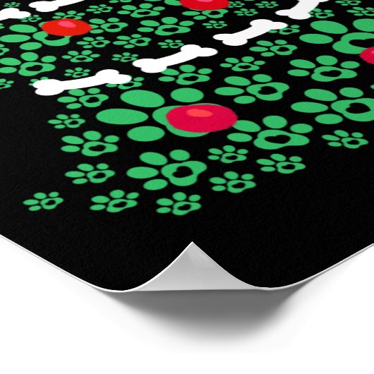 Schattigee Xmas Dog Paw Kerstboom Puppy Liefhebber Poster (Hoek)