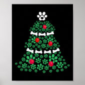 Schattigee Xmas Dog Paw Kerstboom Puppy Liefhebber Poster (Voorkant)