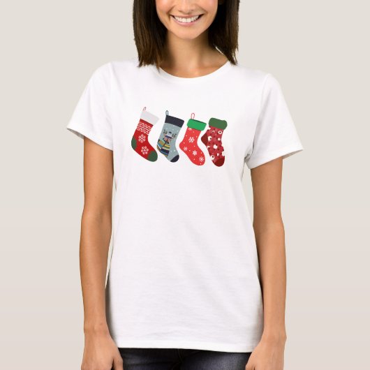 Schattigee Xmas Fun Sokken Kerst Modern Vrouwen Ro T-shirt (Voorkant)