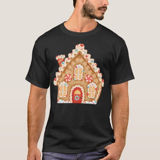 Schattigee Xmas Gingerbread House ingericht met pe T-shirt (Voorkant)