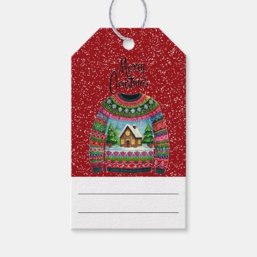 Schattigee Xmas Gingerbread House Ugly Christmas S Cadeaulabel (Voorkant)