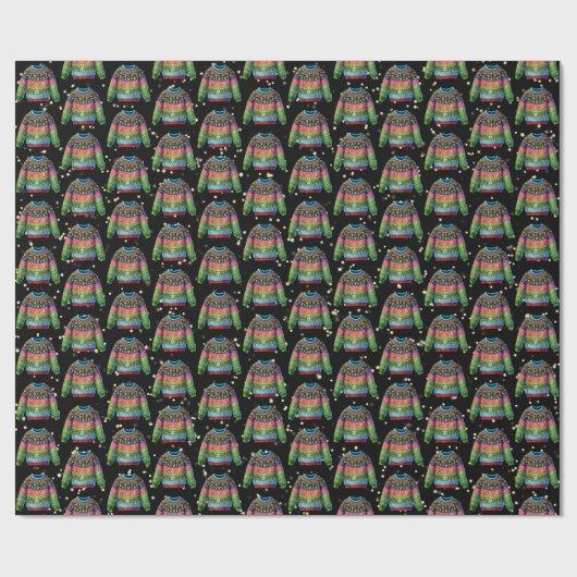 Schattigee Xmas Holly Berries Ugly Christmas Sweat Cadeaupapier (Vlak)