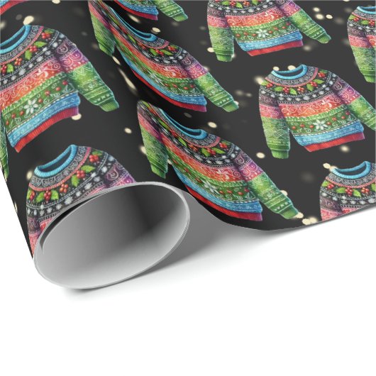 Schattigee Xmas Holly Berries Ugly Christmas Sweat Cadeaupapier (Rol Hoek)