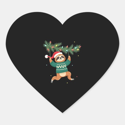 Schattigee Xmas Luiaard Santa Hat Kerst Luiaard -  Hart Sticker (Voorkant)