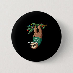 Schattigee Xmas Luiaard Santa Hat Kerst Luiaard - Ronde Button 5,7 Cm