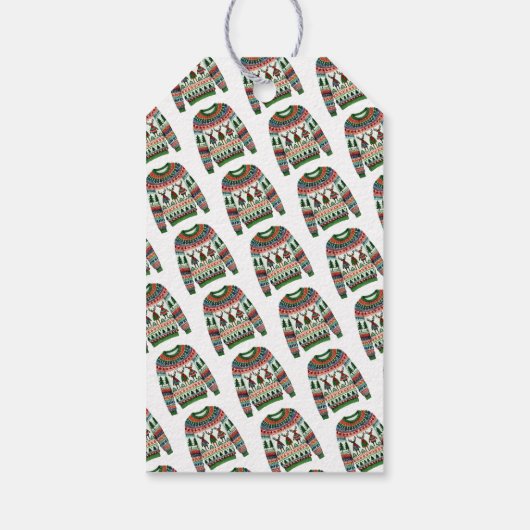 Schattigee Xmas Reindeer Trio Lelijke Kersttrui Cadeaulabel (Achterkant)