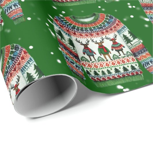 Schattigee Xmas Reindeer Trio Lelijke Kersttrui Cadeaupapier (Rol Hoek)