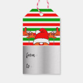 Schattigee Xmas rendier rode en groene strepen Hum Cadeaulabel (Achterkant)