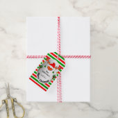 Schattigee Xmas rendier rode en groene strepen Hum Cadeaulabel (Met Touw)