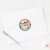 Schattigee Xmas rendier rode en groene strepen Hum Ronde Sticker (Envelop)
