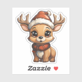 Schattigee Xmas rendieren dragen kerstmuts en sjaa Sticker