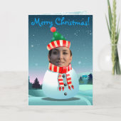 Schattigee Xmas Snowman met je eigen foto Feestdagen Kaart (Voorkant)