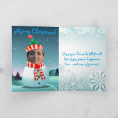 Schattigee Xmas Snowman met je eigen foto Feestdagen Kaart (Binnen)