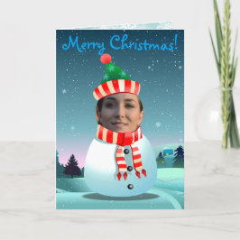 Schattigee Xmas Snowman met je eigen foto Feestdagen Kaart
