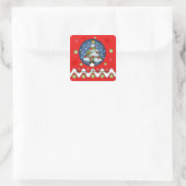 Schattigee Xmas sticker met boom, pinguïn & tekst (Tas)