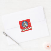 Schattigee Xmas sticker met boom, pinguïn & tekst (Envelop)