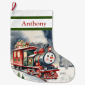 Schattigee Xmas Train Boys Grote Kerstsok (Voorkant)