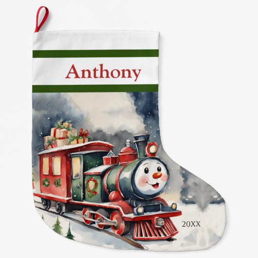 Schattigee Xmas Train Boys Grote Kerstsok (Voorkant)