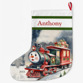 Schattigee Xmas Train Boys Grote Kerstsok (Achterkant)