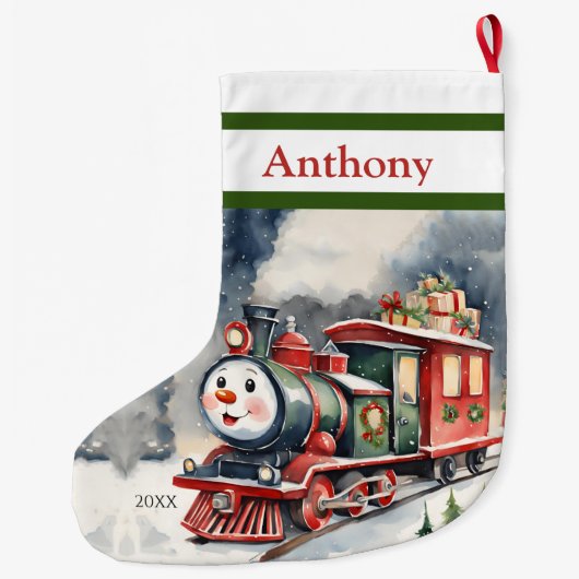 Schattigee Xmas Train Boys Grote Kerstsok (Achterkant)