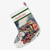 Schattigee Xmas Train Boys Grote Kerstsok (Achterkant (Hangend))
