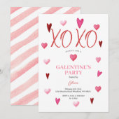 Schattigee XOXO Roze Galentine's Day Party Valenti Kaart (Voorkant / Achterkant)