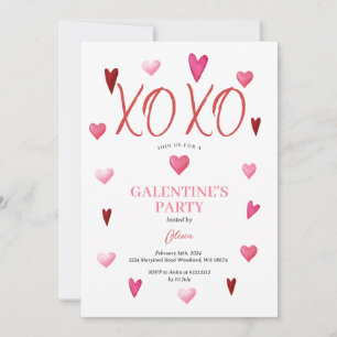 Schattigee XOXO Roze Galentine's Day Party Valenti Kaart