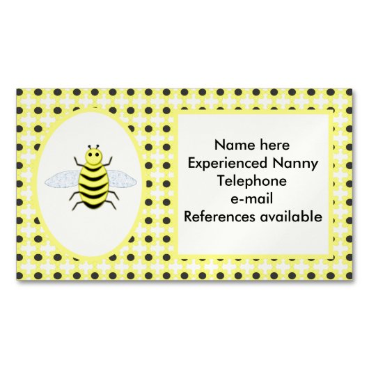 Schattigee Yellow Baby Bee Genderneutraal Custom N Magnetisch Visitekaartje (Voorkant)