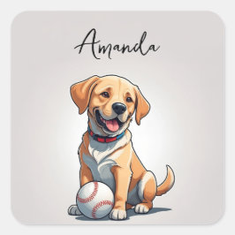 Schattigee Yellow Baseball Labrador Retriever Vierkante Sticker