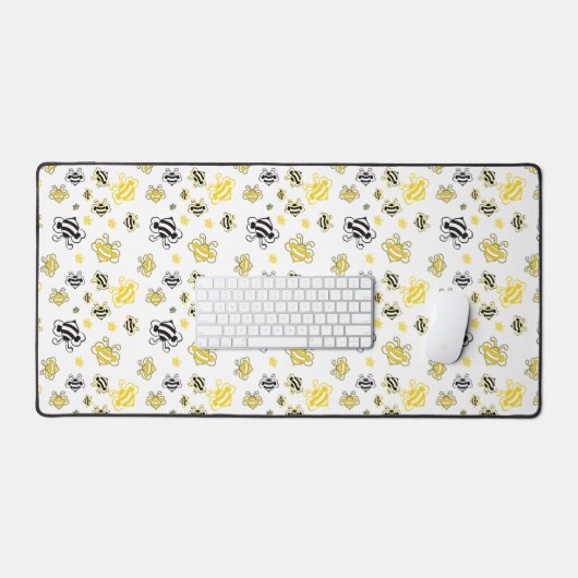 Schattigee Yellow Bees Desk Mat – Fun Bee Pattern (Keyboard & Muis)