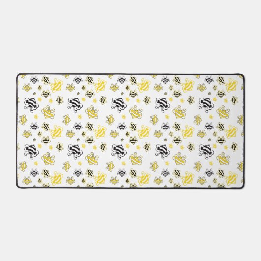 Schattigee Yellow Bees Desk Mat – Fun Bee Pattern (Voorkant)