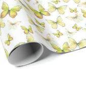 Schattigee Yellow Butterflies Pattern Pastel Cadeaupapier (Rol Hoek)