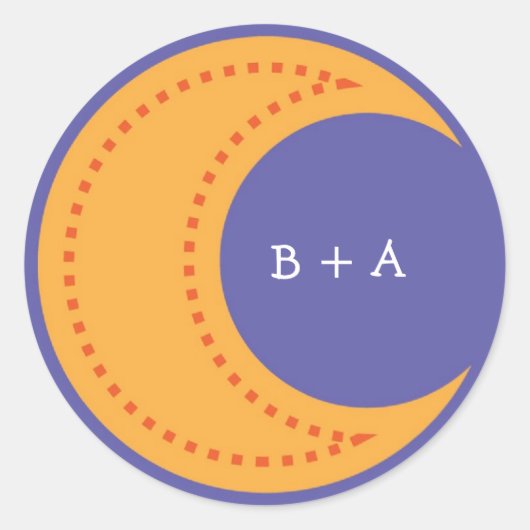 Schattigee Yellow Cartoon Moon (Night) Envelope Se Ronde Sticker (Voorkant)