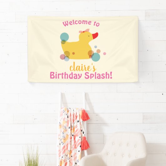 Schattigee Yellow Duck Verjaardagsfeestbanner Spandoek (Insitu)