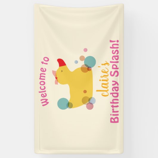 Schattigee Yellow Duck Verjaardagsfeestbanner Spandoek (Verticaal)