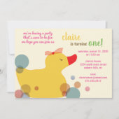 Schattigee Yellow Duck verjaardagsfeestje uitnodig Kaart (Voorkant)