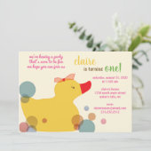 Schattigee Yellow Duck verjaardagsfeestje uitnodig Kaart (Staand voorkant)