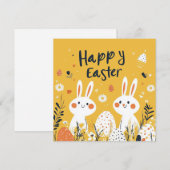 Schattigee Yellow Easter Bunnies Flat Holiday Kaar Feestdagenkaart (Voorkant / Achterkant)