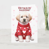 Schattigee Yellow Labrador Retriever Puppy Valenti Feestdagen Kaart (Voorkant)