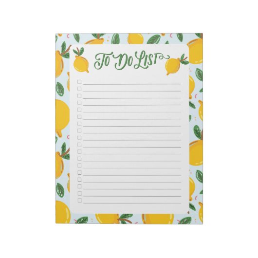 Schattigee Yellow Lemon To Do List Checklist Ingel Notitieblok (Linkerzijde)