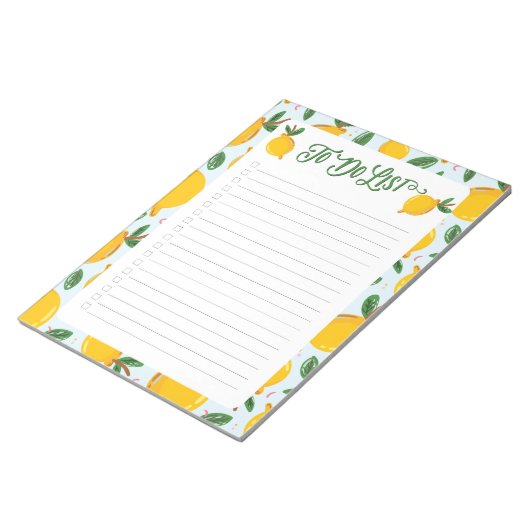 Schattigee Yellow Lemon To Do List Checklist Ingel Notitieblok (Schuin)