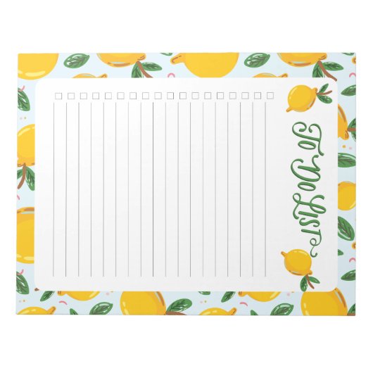Schattigee Yellow Lemon To Do List Checklist Ingel Notitieblok (Voorkant)