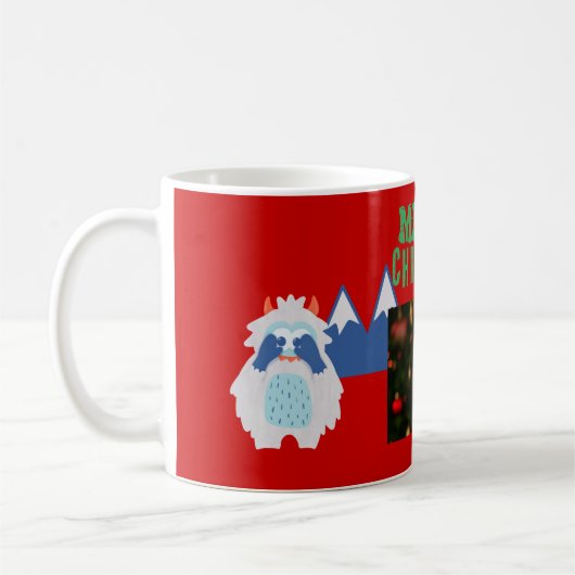 Schattigee Yeti grillige Kinder kerstfoto Koffiemok (Links)