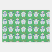 Schattigee Yeti Retro Kerstpatronen Kinder Inpakpapier Vel (Voorkant)