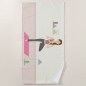 Schattigee Yoga Vrouw In Boom Pose Strandlaken (Voorkant)