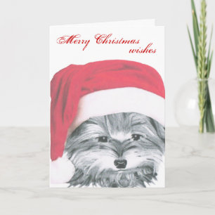 Schattigee Yorkie Dog Christmas Kaart