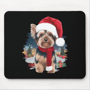 Schattigee Yorkie Dog Christmas Santa Hat Sjaal Wi Muismat