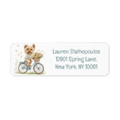 Schattigee Yorkie Dog Fietsen Spring Flowers Etiket (Voorkant)