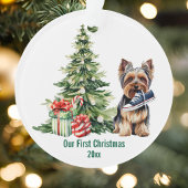 Schattigee Yorkie Dog Pine Tree Waterverf Kerst Ornament