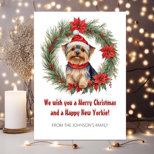 Schattigee Yorkie Funny Dog Pun Christmas Feestdagenkaart